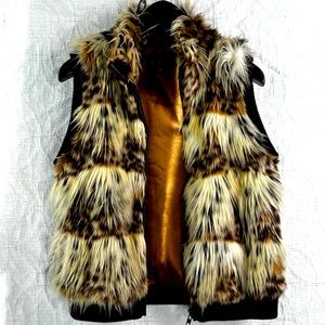 Donna Salyers Fab Furs Faux Fur Vest Womens M Satin Lined dry cleaned